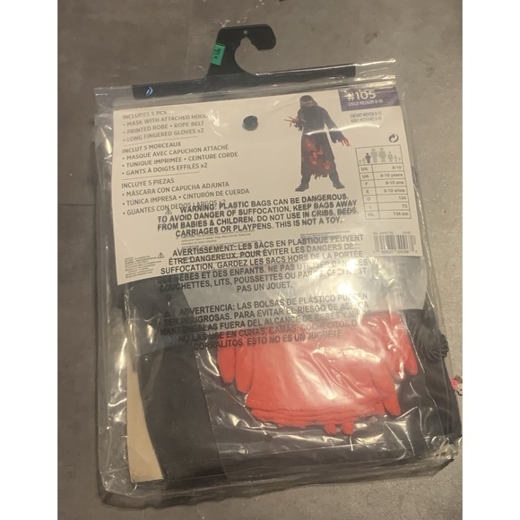 Scary Halloween Costume Hooded Horror Glow in the Dark Mask‎ Child Medium 8-10 - Picture 3 of 3